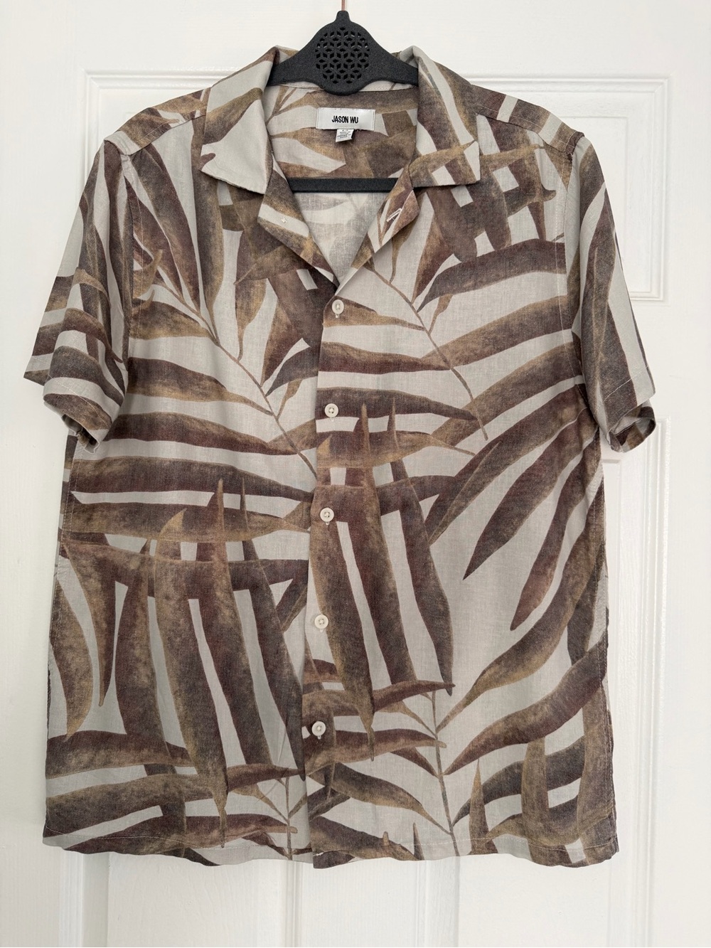 Jason Wu Palm Print Camp Shirt Linen Blend Size Small Button Down